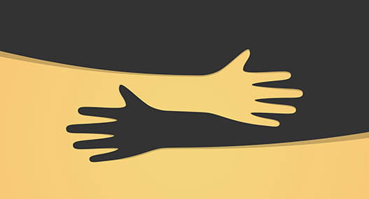 Illustration of two different coloured hands interlinked